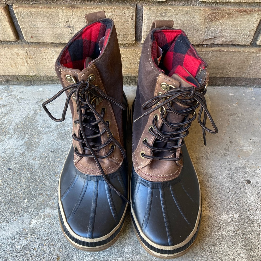 Sperry Duck Boots Men’s 7 / Women’s 9 Brown Leather Waterproof Flannel Insulated - Picture 4 of 9